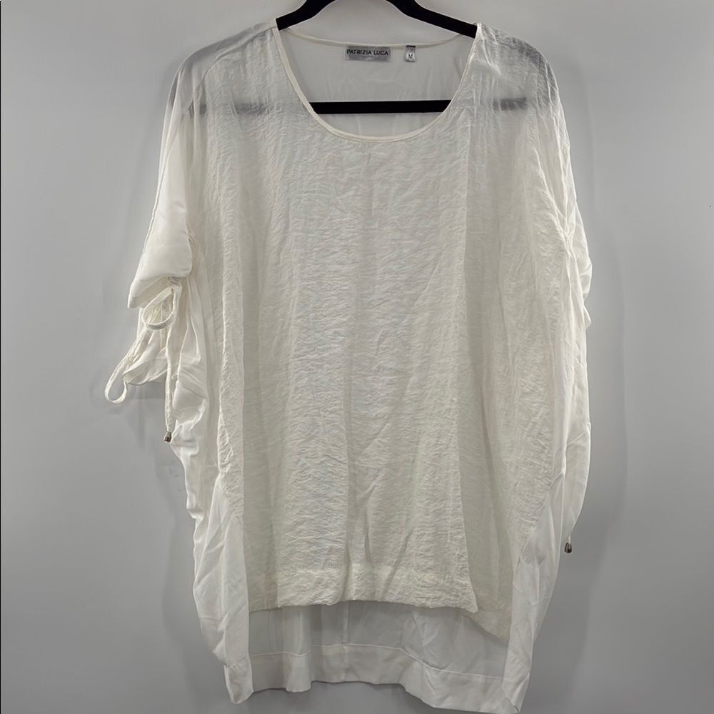 3For$20 Patrizia Luca White Bat Wing Adj. Arm Top Textured Top size:M